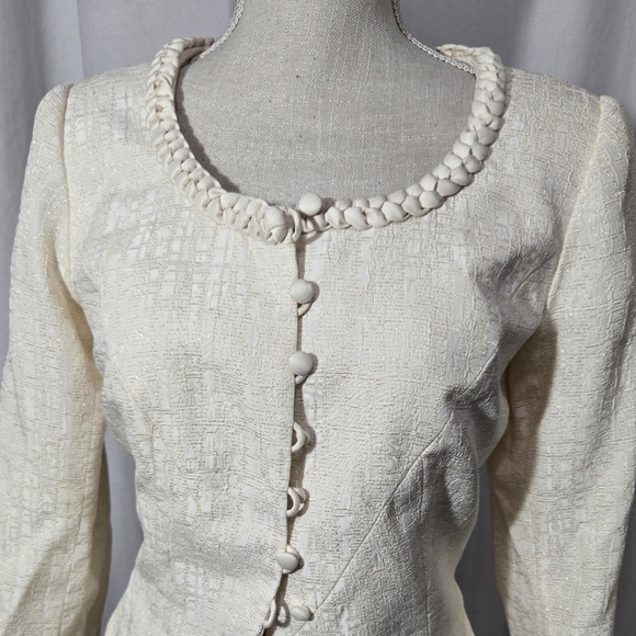 Vintage Donna Morgan Skirt And Jacket Set Ivory And Gold Sz 4 - Picture 11 of 11